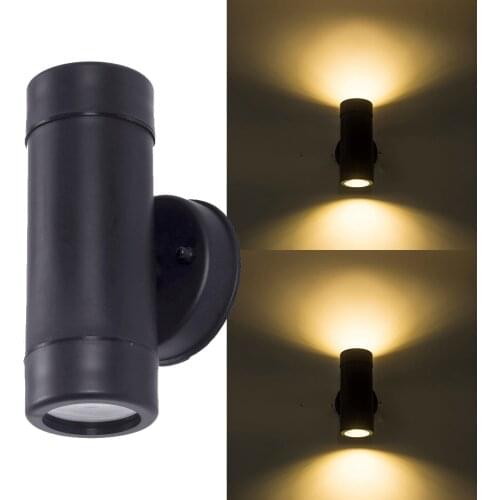 Black Up Down 2x5w Gu10 Socket Housing Cob Led Wall Lamp Easy Replace Bulb Wall Light Outdoor Wall Sconce Ip65 Ac110v Ac220v