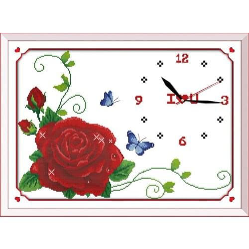 Flower dream(clock) cross stitch kit 14ct 11ct count print canvas wall clock stitching embroidery DIY handmade needlework