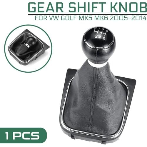 For VW Golf MK5 MK6 Golf 5 6 Rabbit Jetta MK6 2010-2014 Styling Gear Shift Knob Stick 5/6 Speed Leather Car Pens Dust Cover