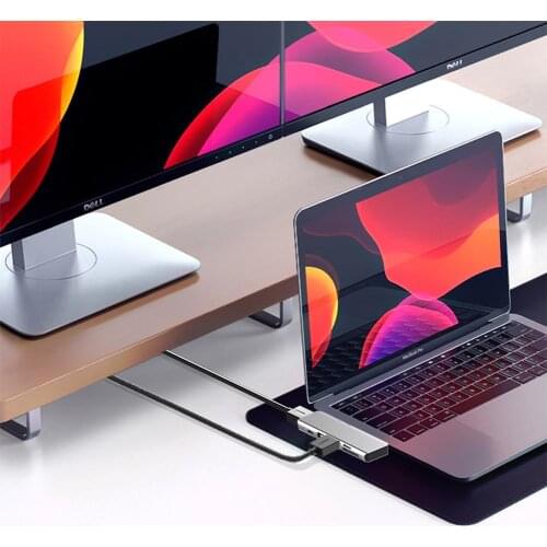 6-in-2 Dual Ports Type-C To Hdmi-compatible USB3.0 SD/TF Card Docking Station Specially Designed for MacBook Pro＆MacBook Air