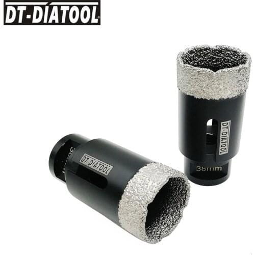 DT-DIATOOL 2pcs 1-1/2" Diamond Dry Drilling Bits Dia 38mm Drill Hole Saw for Porcelain Tile Granite Marble Brick M14 thread