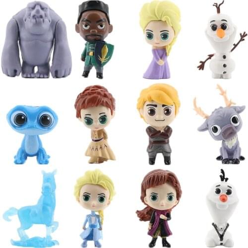 Disney Frozen Action Figure Model Q Version Set Queen Elsa Anna Olaf Treasure Decoration Ornaments Desktop Ornaments 12pcs