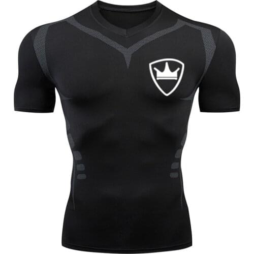 Stretch Fitness Quick Dry Tight Short Sleeve Mens Running Sportswear T-Shirt Basketball Training Compression Suit