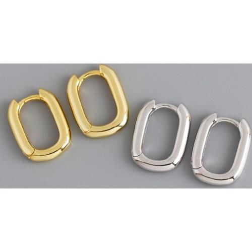 Kpop earrings geometric oval small hoop earrings earrings gold/silver color fashion jewelry DIY jewelry making charm findings