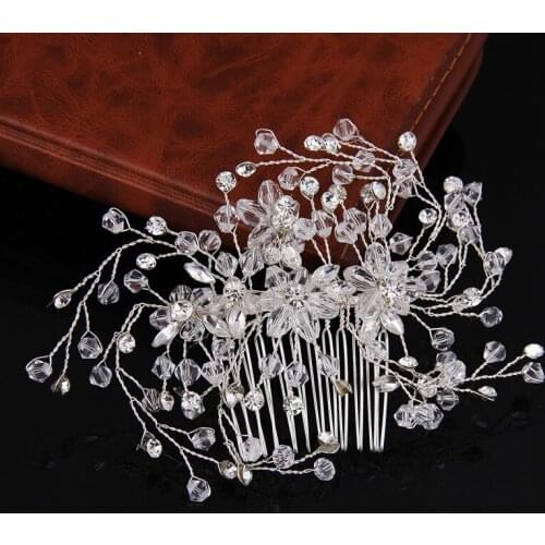 Nice Silver Crystal Rhinestone Handmade Hair Comb Hair Jewelry For Wedding Bride Head Piece Beads Hair Accessories