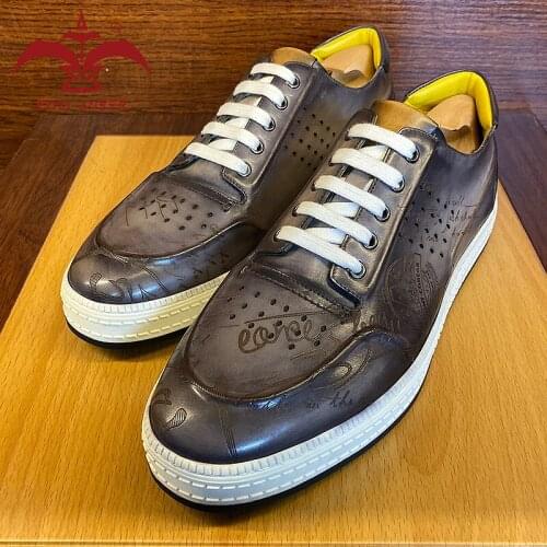 Great Grey Shoes Men Boy Lady Girl Sneaker Shoes 100% Genuine Leather Shoes Custom Handmade Designer Shoes 7 7.5 8 8.5 9