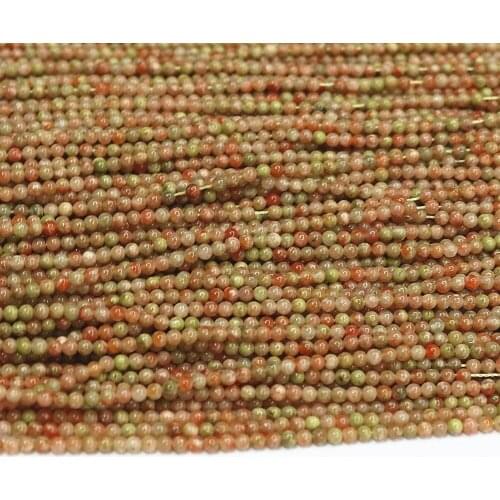 Natural Green Flower Point Stone 2mm 3mm Round Beads Diy Jewelry Loose Beads 15" B481