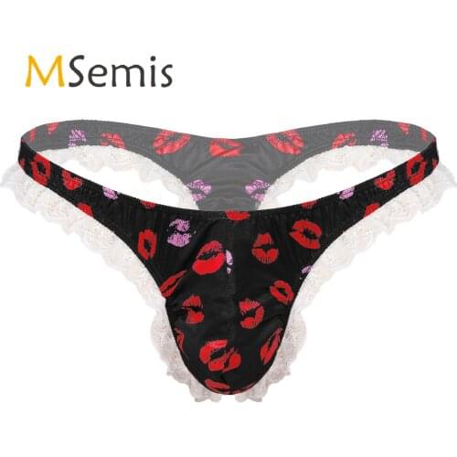Swimwear Mens Swimsuit G-string Thong Bikini Briefs Lingerie Shiny Underwear Low Rise High Cut Lace Polka Dots Panties