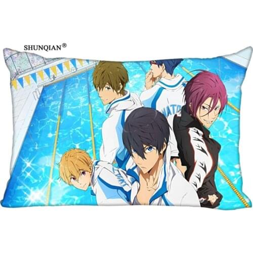 F14 Top Selling Free Iwatobi Swim Club anime Custom Zippered Rectangle Pillowcases Pillow Cover Cases Size 40x60cm (Two sides)