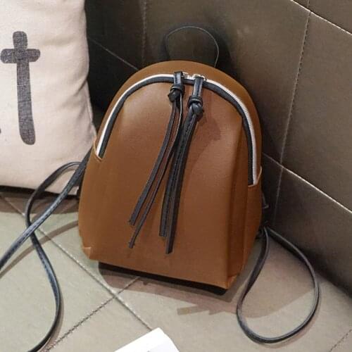 Mini PU Leather Backpack Womens Small Shoulder Bag with Tassel Zipper female leather School bagpack bag for teenage grils