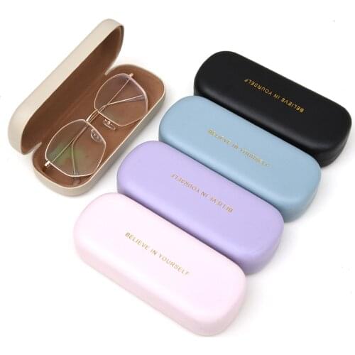 Fashion Simple PU Leather Glasses Metal Square Portable Sunglasses Case Women Men Durable Eyewear Storage Box