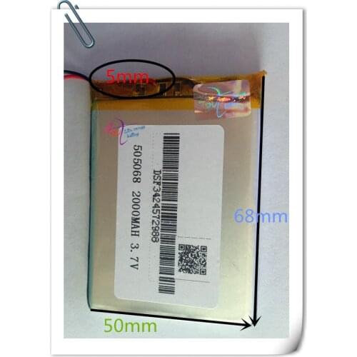 Wholesale 10 pcs 505068 Accumulator 3.7V 2000mAh Rechargeable Lithium Polymer Li ion Battery For Mobile Power Bank DIY Tablet