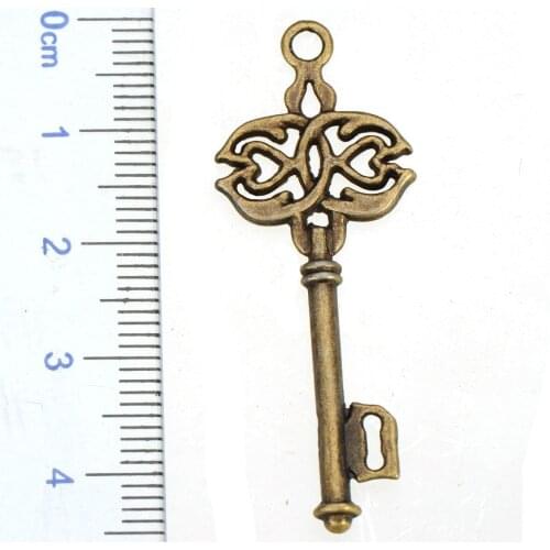 Wholesales Lot Bracelets Charms Jewelry Findings DIY Craft Suspension Vintage Bronze Keys Pendants 45x17mm 2021 New Arrive 20pcs