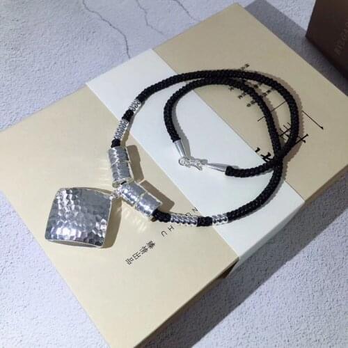 BOCAI S925 Sterling Silver necklace striking face necklace 2020 new personality fashion exaggerated concave surface necklace