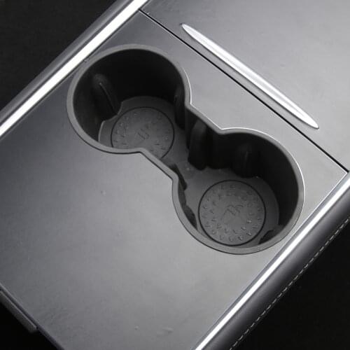 TPE Water Cup Holder for Tesla Model 3 Model Y 2021 Accessories Silicone Skid Proof Water Proof Car Coasters Double Hole Holder