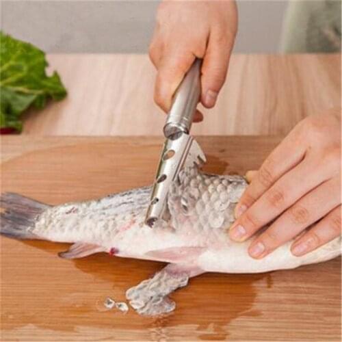 Useful Fish Skin Brush Stainless Steel Scraping Fish Scale Scraper Remover Grater Skinner Planing Tool Seafood Cleaning Tools