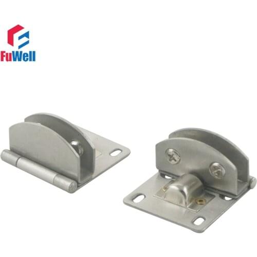 2pcs Wall to Glass Door Pivot Clip Hinges Stainless Steel Glass Hinge Clamp Fit 5-8mm Thickness Cabinet Glass Hinges for Shower