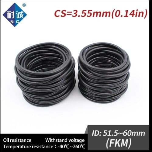 1PC/lot Rubber Ring Black FKM O ring Seals Thickness 3.55mm ID51.5/53/54/54.5/56/58/60mm Rubber O-Rings Fuel Washer