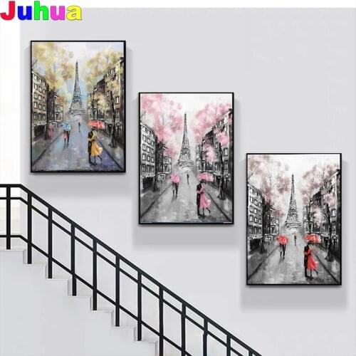 Romantic City Lovers Paris Tower diy Diamond Painting full square/round drill landscape diamond embroidey mosaic art home decor