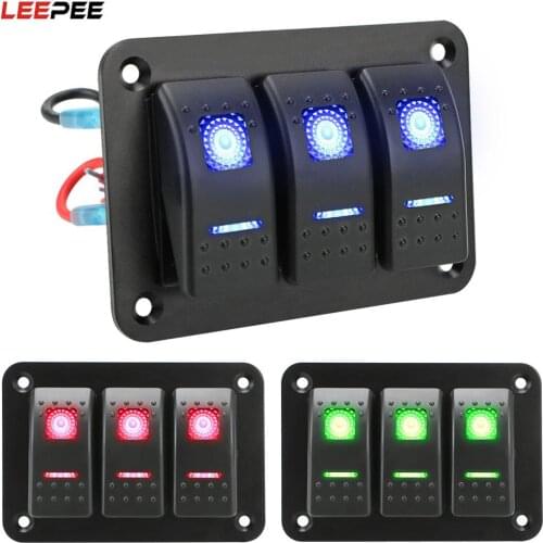 With Icon Sticker 3 Gang Rocker Switch Panel DC 12V/24V ON/OFF Lights Car Truck Marine Ship Circuit Breaker Auto Accessories