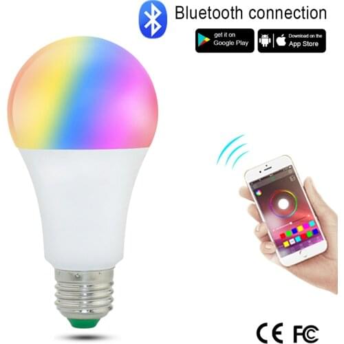Bluetooth-compatible Led Bulb E27 B22 RGB 15W Lamp Smart Light Bulb APP Happy Lighting 20 Modes RGBW RGBWW Decoration Lighting