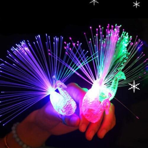 Led Peacock Finger Light Up LED Luminous Ring Lamp Festival Party Prop Children Toy For Party Supplies Gift
