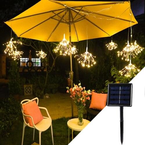 100/120/150/180 LED Solar Firework String Lights Waterproof 8 Modes Twinkle Hanging Fairy Light For Christmas Party Decoration