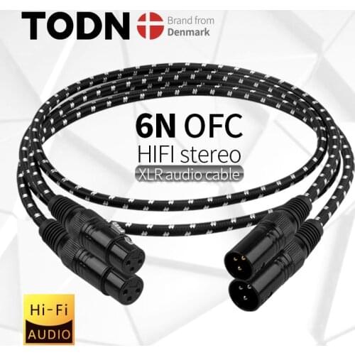 TODN HIFI xlr audio cable Stereo high purity 6N OFC gold-plated xlr plug Male to female for microphone mixer