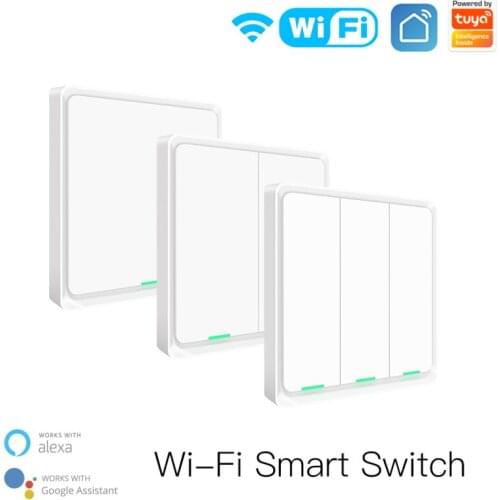 Tuya Smart Switch Wifi 1000W 1/2/3-gang Light Switch Neutral Wire Required APP Control Timing Work With Alexa Google Smart Life