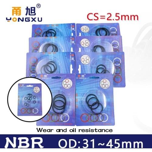 Boxed nitrile rubber NBR seal O-ring thickness CS 2.5mm OD 31/32/33/34/35/36/37/38/40/42/44/45mm Gasket oring oil resistance