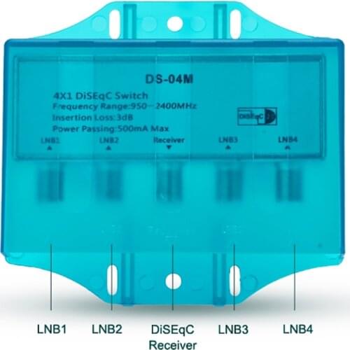 Waterproof 4x1 DS-04M Satellite 950-2400MHz DiSEqC2.0 Switch FTA Dish Flat LNB Multiswitch For Wideband Satellite Receiver