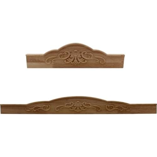VZLX Flower Wood Carving Natural Wood Appliques for Furniture Cabinet Unpainted Wooden Mouldings Decal Decorative Figurines