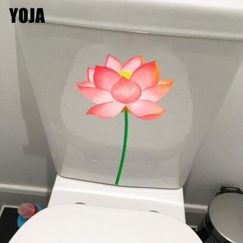 YOJA 16*22CM Summer Lotus Cartoon Home Wall Sticker Decal Creative Bathroom Toilet Decoration T1-0905