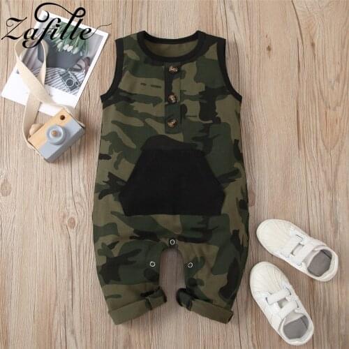 ZAFILLE Summer Mens Baby Clothes Sleeveless Military Camouflage Babys Rompers Newborns Jumpsuit For Kids