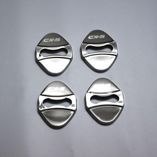 CAR STYLING Door Lock Buckle Protection Protective Cover trim 4pcs fit for Mazda CX-5 cx5 2017 2018 car Accessories 4pcs