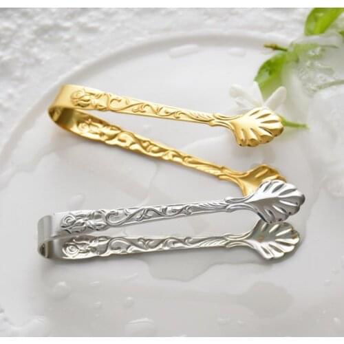 Gold Silver Sugar Tong Clip Ice Tong Clip Good Quality Engraved Stainless Steel 304 Mini Clips SN796