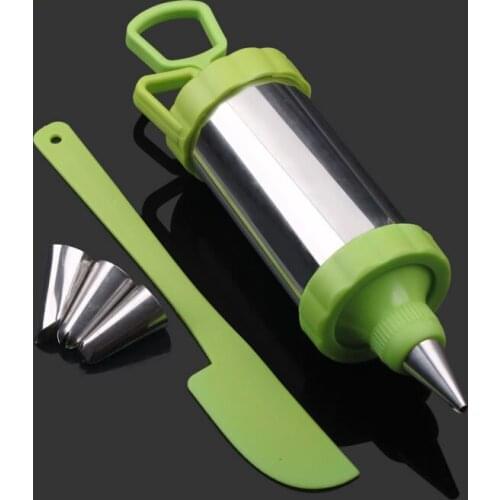 1SET DIY Stainless Steel Cake Decoration Nozzles Cream Butter Squeeze Syringe Gun Set Baking Tools LM 007