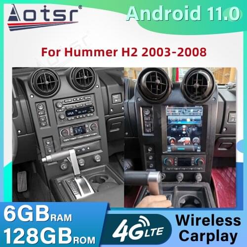 128GB Tesla Big Screen For Hummer H2 2004 - 2008 Android Radio Multimedia Video Player Car GPS Navigation Auto Stereo Head Unit