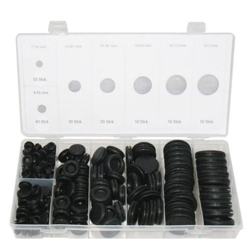 170pcs Black Rubber Grommet Firewall Hole Plug Retaining Ring Set Car Electrical Wire Gasket Kit For Cylinder Valve Water Pipe