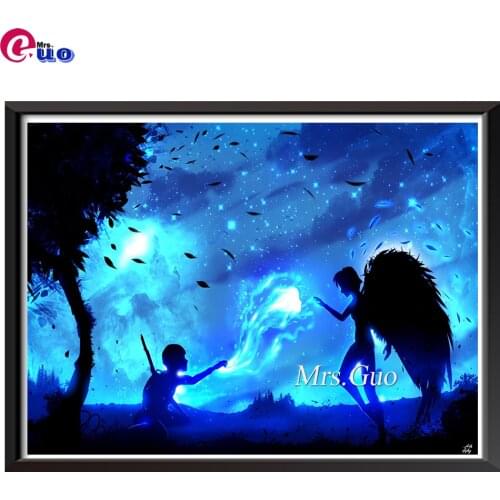 5d Diy Diamond Painting Anime Angel Starry Sky Cross Stitch Diamond Embroidery Cartoon Mosaic Picture Of Rhinestones Home Decor