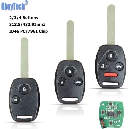 OkeyTech Folding Flip Remote Car Key 314/433mhz ID46 7961 Chip For Honda CR-V CRV Civic Insight Ridgeline Accord 2003 2008 2009