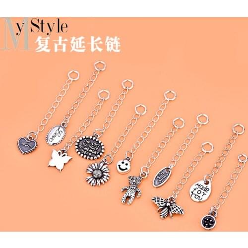 925 Sterling Silver extended chain accessories butterfly English brand retro extended chain DIY bracelet necklace adjustment cha