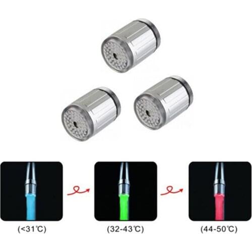 Colorful LED Faucet Red to Blue Temperature Indicator Light for Hot or Cold Water Tap Nozzle Head Light Bathroom Kitchen Faucets