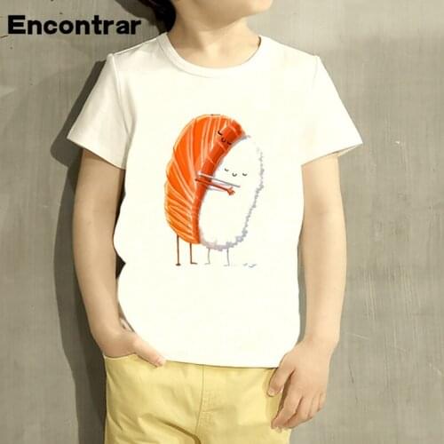 Kids Sushi Hug Printed Cartoon Design T Shirt Boys/Girls Casual Short Sleeve Tops Children Cute T-Shirt,HKP2122