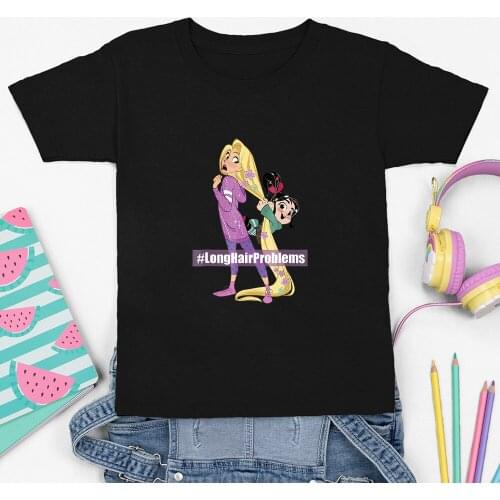 Disney Children T-shirts Round Neck Pattern Fashion Outdoor Vanellope Cartoon Printing Color T Shirts Kids Comfort Summer New