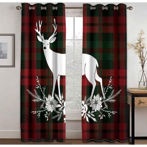 Home Living Room Shade Decoration Curtain Home Textile Decoration Bedroom Curtains White Deer Pattern 3D Printing