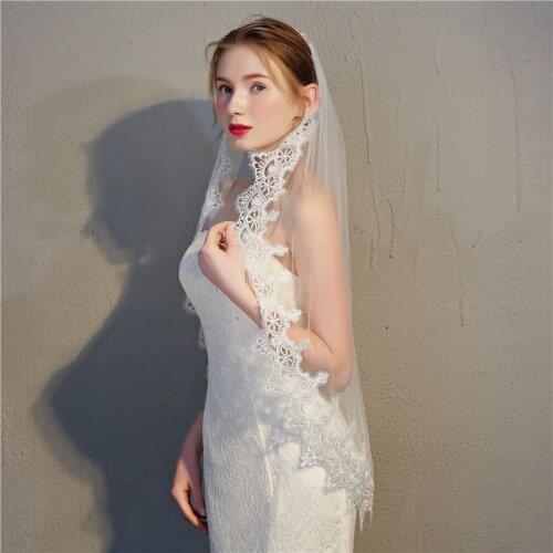 Veil Single Layer With Hair Comb High-Grade Water-Soluble Lace Veil Wedding Dress Accessories
