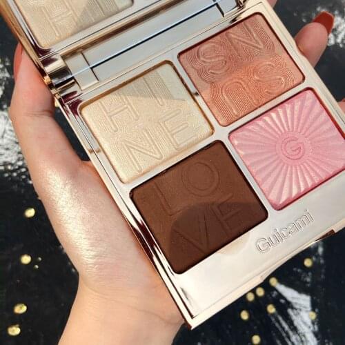 GuiCami Herlios Four Color Tunnel Dish Dish Jaste Shadow Repair Highlight Blush Integrated Disk Gloss gloss tache de rousseur
