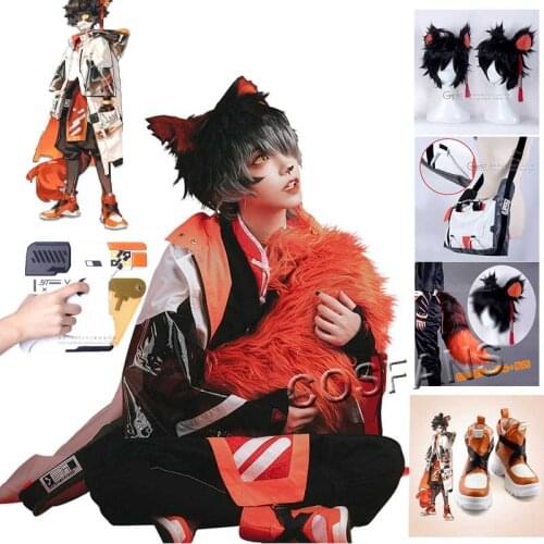 Game Arknights Cosplay Aak Costume Men Halloween Costume Christmas Arknights Cosplay Costume Aak Halloween Full set Wig props