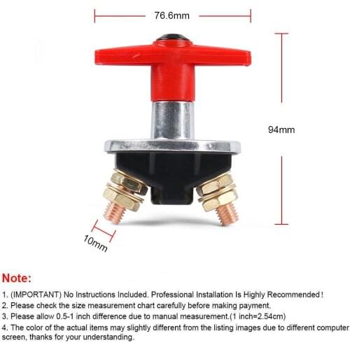 Isolation Switch 300 Amp Fixed Key Battery Isolator Cut Off Kill Switch 12V - 60V Heavy Duty Electrical Switchs Auto Parts 1PC